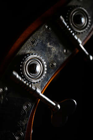 Color detail with the head of a vintage double bassの写真素材
