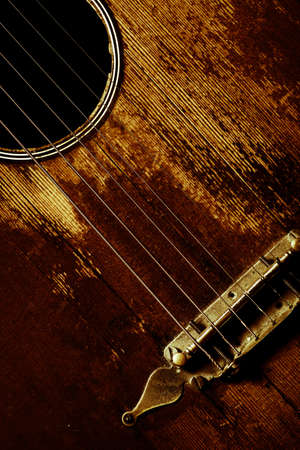 Color detail of an old, vintage guitarの写真素材
