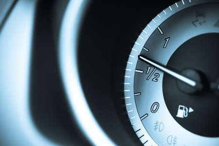 Detail on the fuel level indicator in a carの写真素材