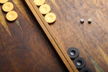 Color detail of a Backgammon game with two dice