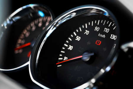 Close up shot of a speedometer in a carの写真素材