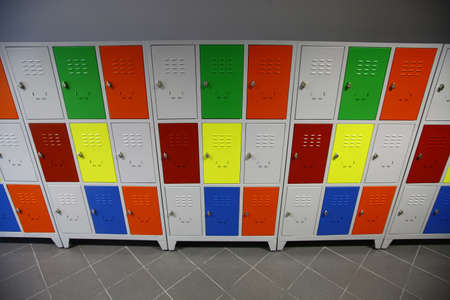 Color shot of some lockers in a highschoolの写真素材