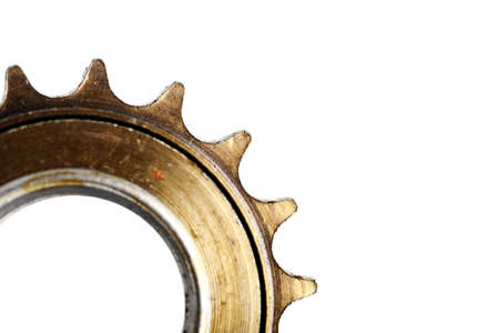 Close-up shot of a used bicycle chain sprocketの写真素材