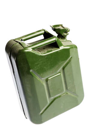 A green vintage and dirty jerrycan isolated on whiteの写真素材