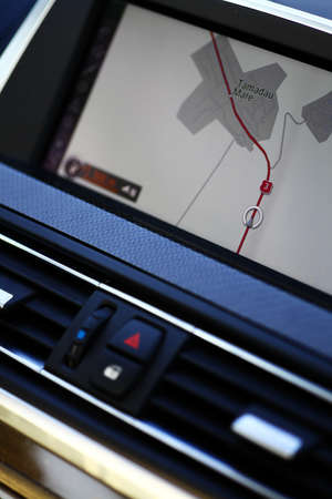 Vertical shot of a navigation system in a carの写真素材