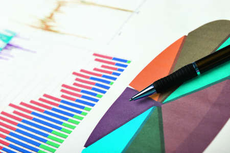 Detail on some graphic charts printed on paperの写真素材