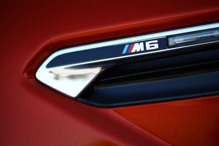 Bucharest, Romania - August 4, 2013: Color shot with the vent of a BMW M6 car. The BMW M6 is a high-performance version of the BMW 6-Series, developed by BMW's motorsport division, BMW M.のeditorial素材