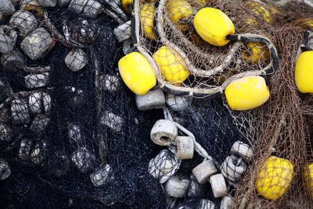 Color detail of an old fishing net