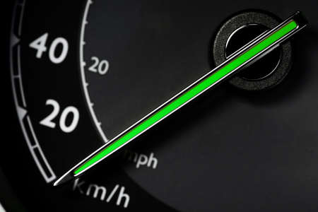 Close up shot of a speedometer in a carの写真素材