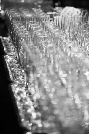 Color detail of some empty champagne glasses 