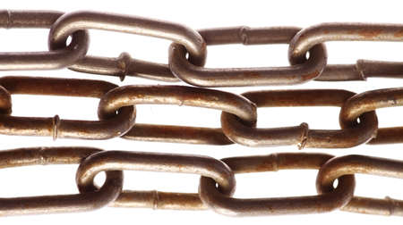 Color detail of some rusty chains, on whiteの写真素材