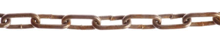 Color detail of some rusty chain, on white