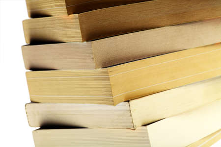 Color shot of a pile of used books.