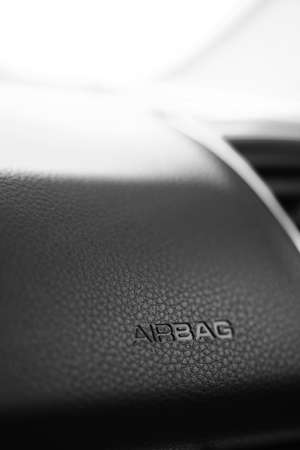 The word "Airbag" is written on a car's dashboard.の写真素材