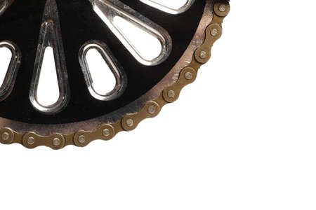 Color detail on a chain from a bicycle.の写真素材
