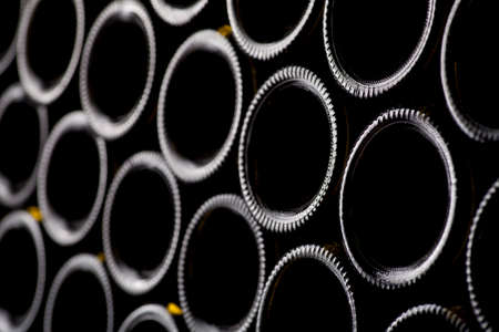 Detail with the bottom of some whine bottles.の写真素材