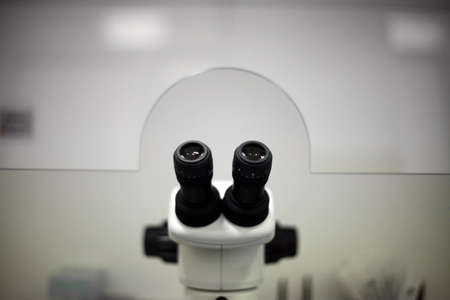 Color detail of a microscope in a medical lab.の写真素材
