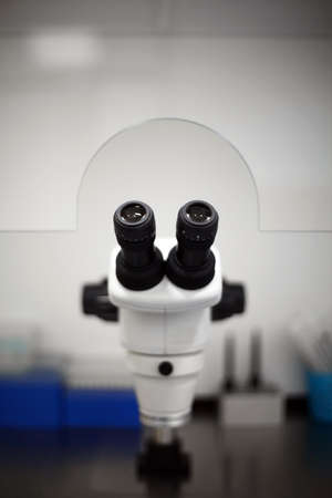 Color detail of a microscope in a medical lab.