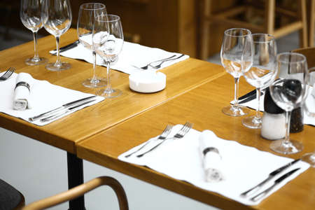 Shot with a dinner table in a restaurant.の写真素材