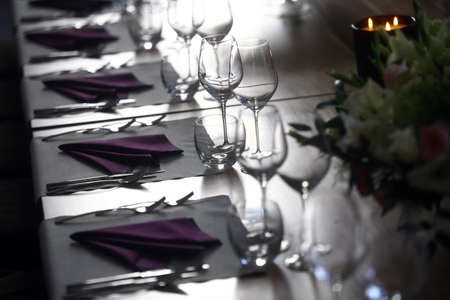 Shot with a dinner table in a restaurant.の写真素材