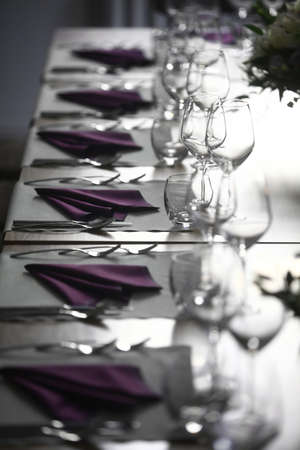 Shot with a dinner table in a restaurant.の写真素材