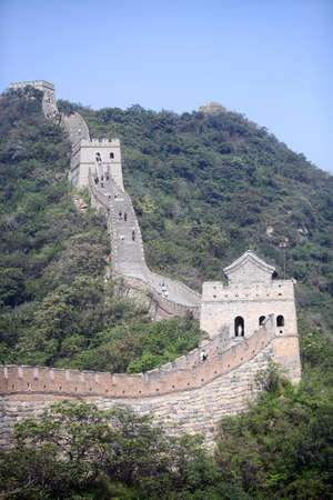 Mutianyu, China - September 19, 2014: Color vertical shot of The Great Wall of China, at Mutianyu.のeditorial素材