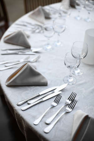 Shot with a dinner table in a restaurant.の写真素材