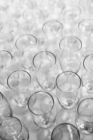 Color detail of some empty champagne glasses.の写真素材