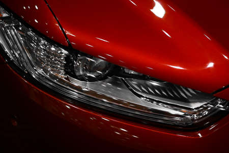 Detail on one of the LED headlights of a car.の写真素材