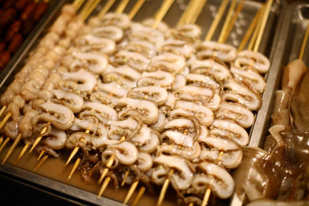 Close up of some octopus on sale on a food market in China.