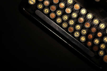 Color horizontal detail of the keyboard of an old typewriter.の写真素材