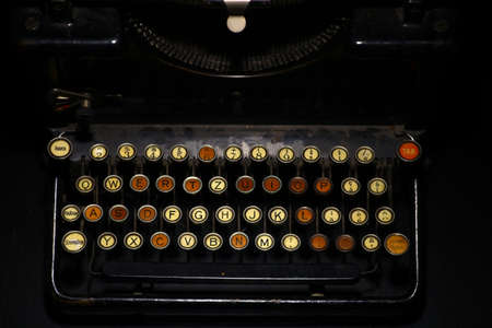Color horizontal detail of the keyboard of an old typewriter.