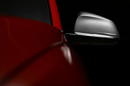 Color horizontal shot of a car's side mirror.の写真素材