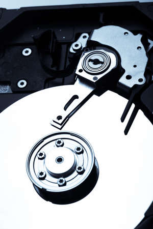 Picture with details from inside a computer hard drive.