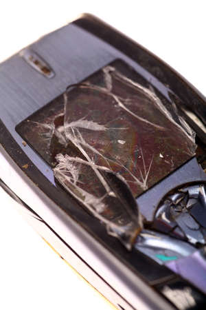 Studio shot of a damaged LCD screed of a mobile phone.の写真素材