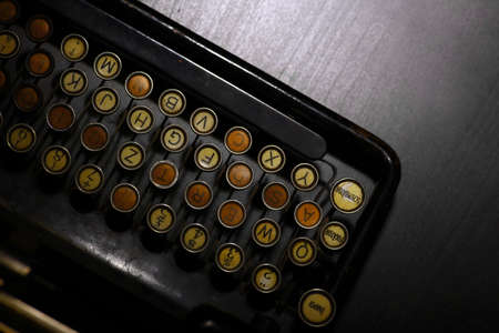 Color horizontal detail of the keyboard of an old typewriter.の写真素材