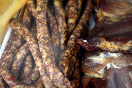 Color picture of some home made pork sausages.