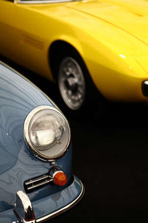 Color detail on the headlight of a vintage car.の写真素材