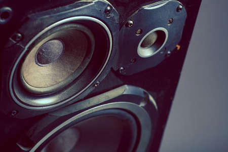 Detail shot of some old round speakers.の写真素材