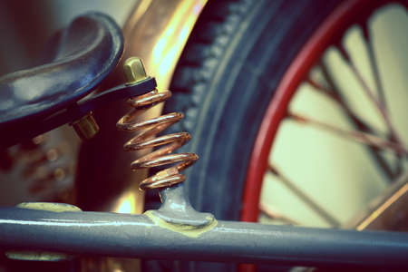 Color shot of a vintage motorcycle shock absorber.の写真素材