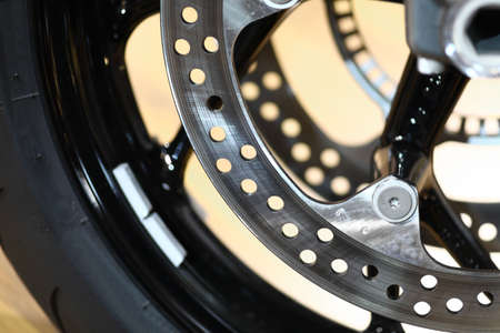 Color image of the brake disc of a motorcycle.