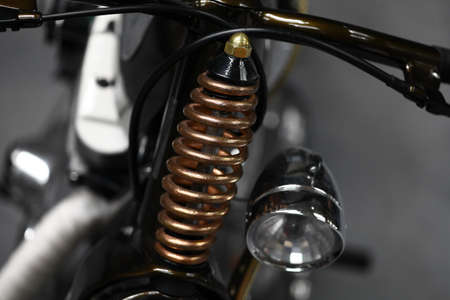 Color shot of a vintage motorcycle shock absorber.の写真素材