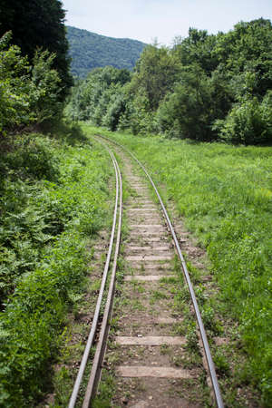 Color shot of an empty railway on a hill.の写真素材