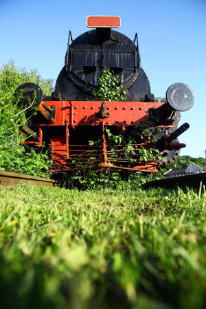 Color image of an abandoned steam locomotive.の写真素材