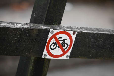 Color image of a bicycle forbidden access sign.の写真素材