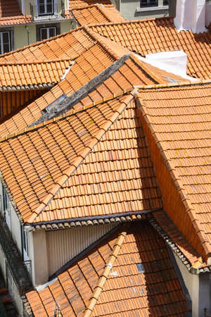 High angle view of some houses' rooftops.の写真素材