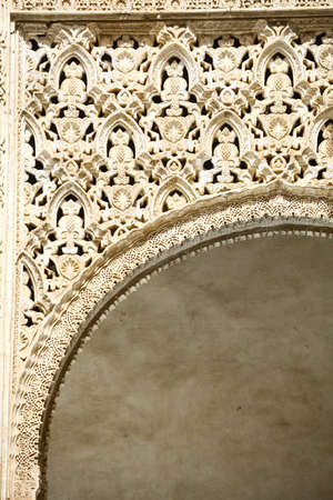 Close up shot of some Arabic decorations on a wall.の写真素材