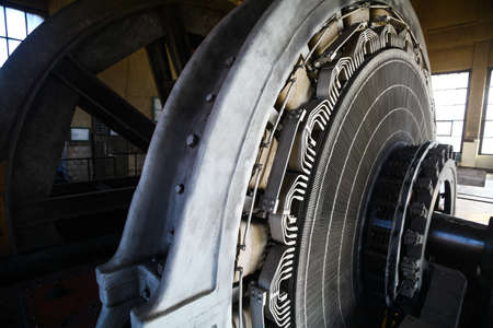 Close-up shot of a stator from a big electric motor.の写真素材