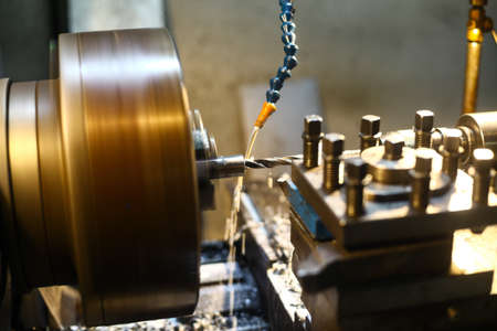 Color image of a lathe in a factory.の写真素材