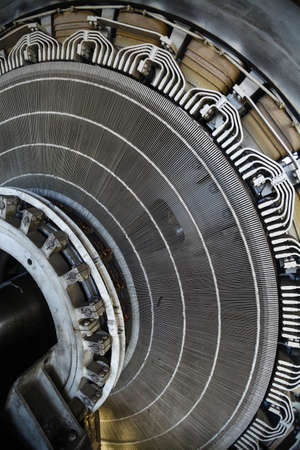 Close-up shot of a stator from a big electric motor.の写真素材